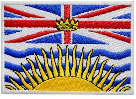 British Columbia Flag Patch, Canadian Patch, Canadian Flag Patch, Embroidered Iron on Sew on Patch Badge for Clothes etc, 9X6cm