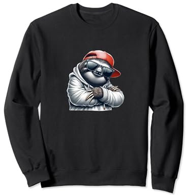 Faultier Sloth in Hip Hop Rapper Cap Sweatshirt