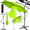 KESSER® Alu Ampelschirm Sonnenschirm + Abdeckung Ø350 cm & Kurbelvorrichtung Kurbelschirm mit Ständer UV-Schutz Aluminium Wasserabweisende Bespannung 360° Funktion Garten-Schirm Marktschirm Hellgrün