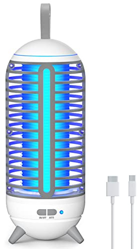Exterminador eléctrico de insectos, lámpara antimosquitos de 2500 mAh, lámpara de camping 2 en 1, trampa para moscas recargable por USB, repelente de mosquitos portátil IP68 para exteriores/interiores