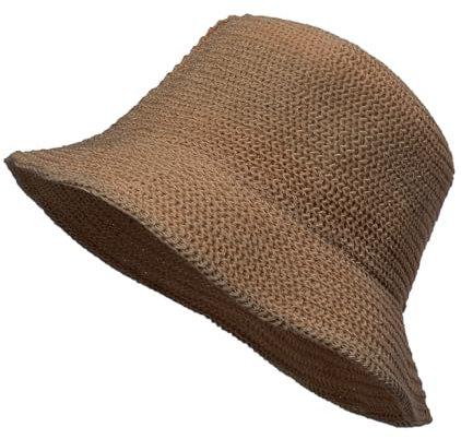 Eigso Khaki Mesh gewebt Eimer Hut für Frauen Männer Frauen Mode im Freien Fischer Cap für Frau Mann