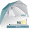 Homecall Sonnenschirm Strand & Strandmuschel 2 in 1 Strandschirm Umschaltbar Ø 270cm Sonnenschirm Groß mit Fenster - Windschutz Strand, Regendicht, UV50+ Sonnenschutz für 2-3 Personen (Blau)