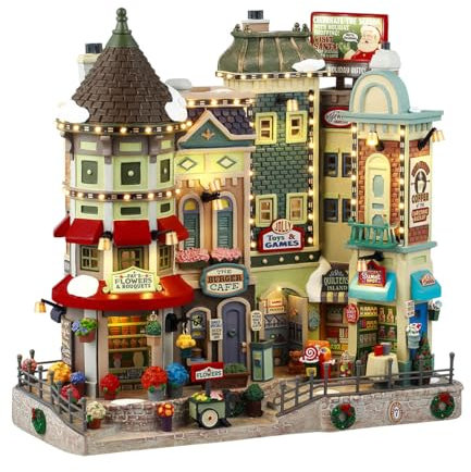 LEMAX Bâtiment lumineux à LED « Jingle Bell Bazaar » en résine H 26 x 27 x 14 cm