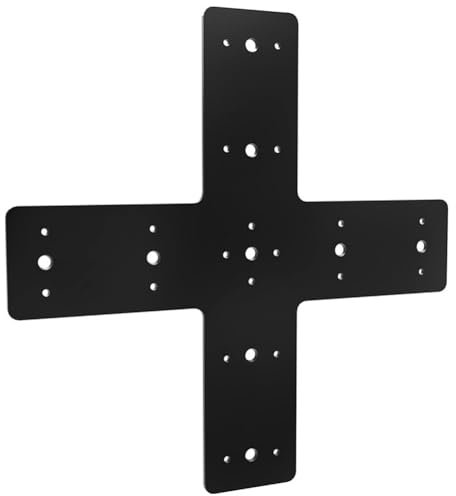 Rordigo 1 x Joint Sleeve Plate, Heavy Powder Coated Reinforcement Plate Made of Black Metal for Fixing Pergolas and X-Truss Connections