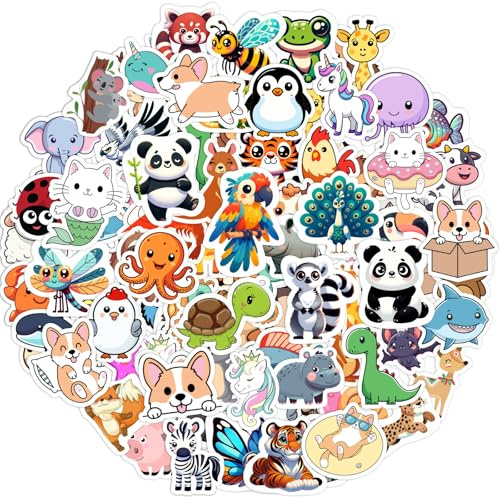 RINOLY 100 PCS Water Bottle Stickers for Kids,Waterproof Vinyl Animal Stickers for Kids,Skateboard,Laptop Stickers for Girls Boys Classroom Prizes