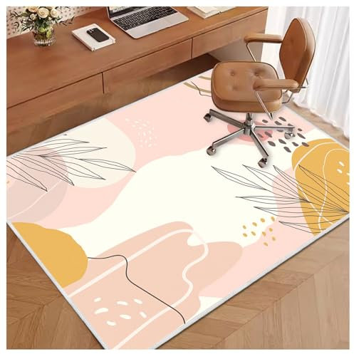 Soofteilliv 3×4ft/36×48in Home Office Chair Mat for Hardwood Floor, Anti-Slip Desk Chair Mats, Computer Gaming Chair Mat for Rolling, Low Pile Carpet Floor Chair Mat(Pink)