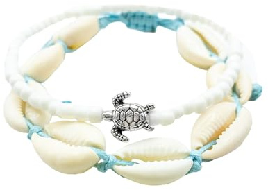 Aninu Bracelet de cheville en coquillage – Chaîne de cheville avec suivi GPS Live pour tortues, chaîne de cheville avec motif tortue pour femmes et filles