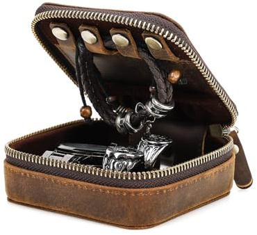 CONTACT'S FAMILY Schmuckkästchen, Leder-Schmucketui, Aufbewahrungsbox für Ringe, Ohrringe, Halsketten, Armbänder, Schmuck-Organizer-Boxen (Kaffee)