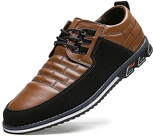 Hommes Cuir Chaussures Décontractées Bureau de Conduite Marche Chaussures à Lacets Affaires Oxford Chaussures Moccasin Respirant et Luxueux(Marron,50 EU