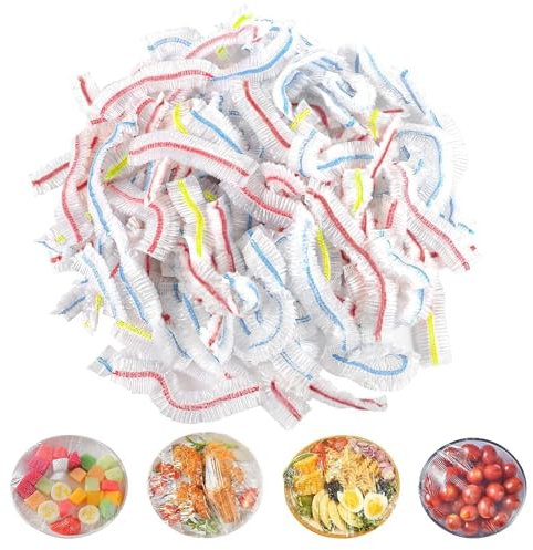 150 Pcs Colorful food cover, Food Covers, Bowl Covers, Food Storage Covers Lids, Universal Elastic Polyethylene Bowl Lids Kitchen Supplies for Fruit/Vegetable/Meat/Food (Diameter ≤ 23cm/9in)