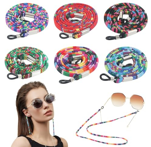 WYTNB 6 Pieces Non-Slip Eyeglasses Chain, Spectacle Eyewear Retainer | Eyeglasses Holder Strap for Reading, Soft Sport Eyeglasses Cord, Flexible Glasses Holder Strap for Myopia Sports Glasses