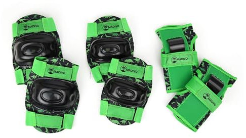 Madivo Dino Set 2in1 Inliner/Triskates VERSTELLBAR | ABEC-5 Rollschuhe | Inlineskates umbaubar zu Rollschuhe | Grün/Schwarz | Größen: 26-29, 30-33 (NUR SCHONERSET)