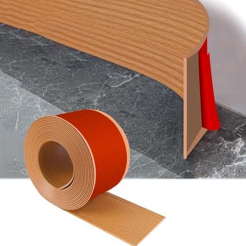 Battiscopa in PVC, 5M Battiscopa Adesivo 10cm x 1mm, Battiscopa Cucina, Battiscopa Flessibile Autoadesivo per Cucine, Bagni, Salotti (Venatura del Rovere Giallo)