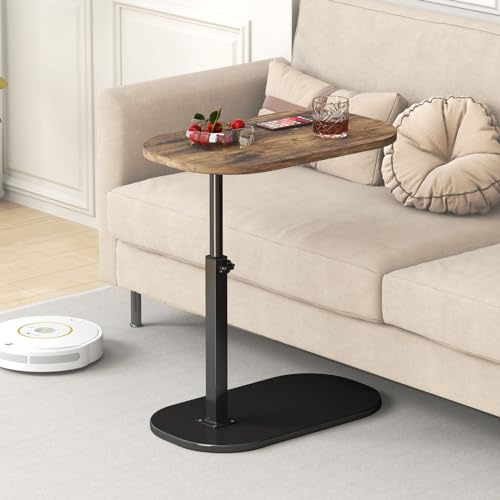YUTVCZO Table d'appoint en Forme de c Hauteur réglable, 360 ° pivotante canapé Table d'appoint pour canapé/LIT/Baignoire, Petite café Moderne C Tables pour Salon/Chambre/Balcon, Hauteur 45-80cm (D)