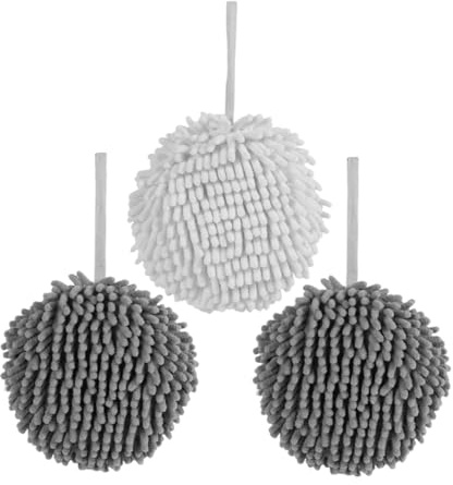 DRESSOOS 3stücke Hängender Chenille-Handtuch Hängender Trockener Handtuch Super Flauschiger Chenille-Ball Handtücher Für Küche Und Badezimmer