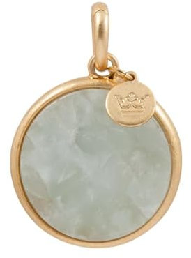 SENCE Copenhagen Disc Charm Gold mit Aquamarin Edelstein - Runder Charms Anhänger für Ketten mit Aquamarin in hellblau mit Schnappverschluss - Durchmesser 5 cm - Messing 14K vergoldet - C014DD