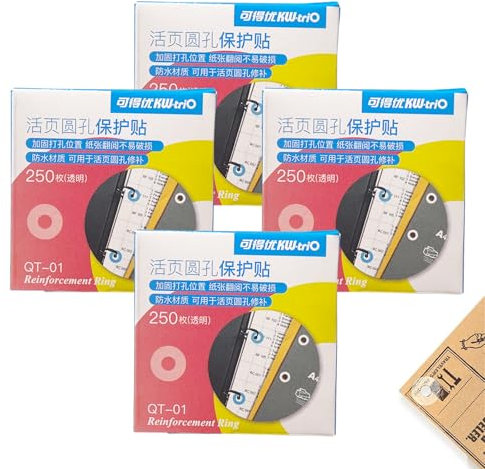 Transparent Lochverstärker,1000 Stück Lochverstärker Selbstklebend,Lochverstärker Papier,Ringlochverstärker, lochverstärkungsringe,Geeignet für Büro,Schule,locher für ordner