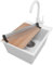 PRIMAGRAN Evier Cuisine en Granit Blanc 38x50cm, Lavabo 1 bac + Kit de Vidage + Robinet 32x20cm + Accessoires, Évier à Encastrer au meuble 40cm - Riga