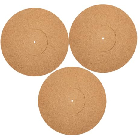 Gatuida 3pcs Cork Record Player Slipmat for Vinyl Turntable Beatle Vinyl Pad Dj Slip Mats for Turntables Record Player Accessories