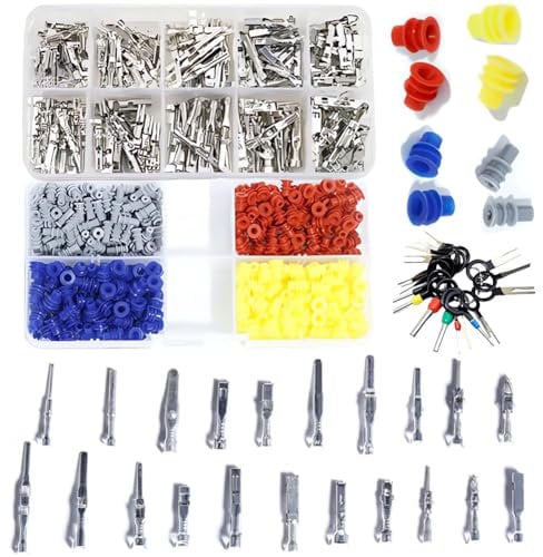 NIEEKRUN 618 Stück Steckverbinder Pins Kit Connector Pins Terminal Gecrimpter Anschlussstift Automobil Auto Elektrik 1.8/2.2/2.8mm Draht Entfernung Nicht isolierter Stecker männliche weibliche Crimp