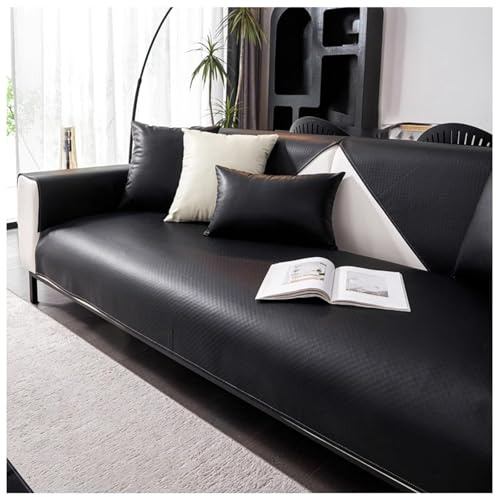 YUEZHONG Wasserdichter Couch-Sofabezug Aus PU-Kunstleder, Vintage-Sofabezug for Zweisitzer, L-förmiges Sofa, Möbelschutz for Hunde Und Katzen(Noir,90x120cm/35.4x47.2in)