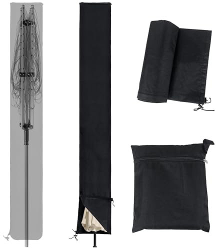 Uniclife Schutzhülle für Wäschespinne 600 D,17 x 17 x 165 cm, Hochwertige Dreh-Wäscheleine-Abdeckung Reißverschluss Kordelzug Wäschespinnen-Abdeckung Wetterbeständige Schirmabdeckung Schwarz