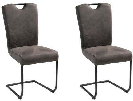 Home4You Schwingstühle 2er Set - Graphitfarben - Mikrofaser - Eisengestell