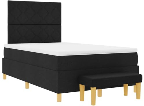 vidaXL Boxspringbett mit Matratze Schwarz 120 x 190 cm Stoff, Moderner Boxspring-Bett, rechteckiger Rahmen, stylisches Schlafzimmermöbel, bequem schlafen, langlebige Schaumstoffmatratze