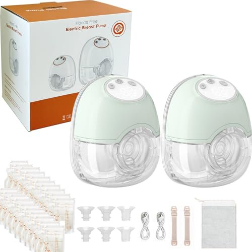 TOPCHANCES Sacaleches Eléctrico Manos Libres,Extractor De Leche Materna Portátil con 4 Modos y 12 Niveles Extractor de Leche Materna de 180ml Menos,Bajo Ruido,Libre BPA,Brida Doble Sellado(2,Verde)