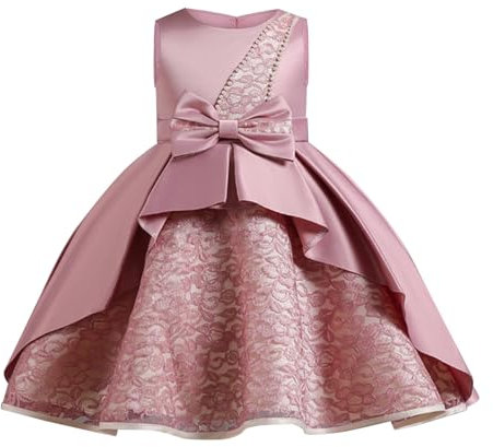 Mjjsk Vestido elegante sin mangas para niñas, vestido de fiesta de princesa, vestido de fiesta de graduación para boda, dama de honor, vestido de fiesta de graduación, rosa, 2-3 años