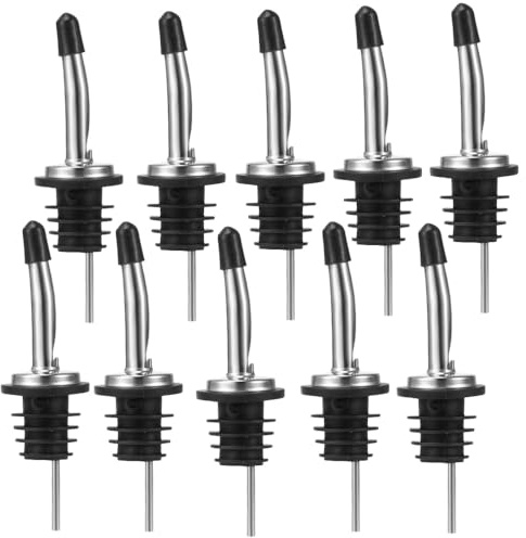 Changyeah 10 beccucci per bottiglie di liquori, dosatori per vino, liquori, olio d'oliva, caffè, sciroppo, aceto, tappi in plastica (nero)
