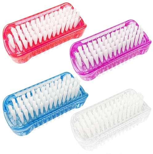 4 Stück handbürste,handwaschbürste,nagelbürste,Doppelseitige Nagelbürste,Transparent Finger Bürste,Kunststoff Nagelbürste,Doppelseitige Handbürste,für Reinigung von Hand Nagel(4 Color)