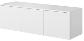 PAWS MEBLE Asgard RTV 120 3D Weiß Hängend – TV-Lowboard 120 cm – Modernes Loft-Design – Push-to-Open – 2 Schränke mit Regalen