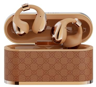 BUTTONS Clip Open-Ear Kopfhörer mit 12-mm Titan-Treiber, klarer Anrufqualität, ultraleichtem druckfreiem Sitz und IP54 Design für Laufen, Pendeln und ganztägigen Komfort (Gold)