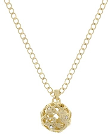 Karen Millen Frosted Ball Pendant Necklace for Women (Gold/Clear Crystal)