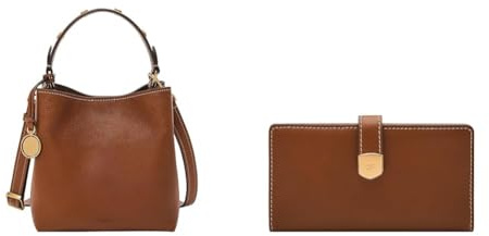Fossil Damen Jessie Braune Ledertasche und Lennox Portemonnaie, Set