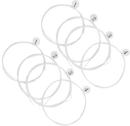8 Stück Nylon Ukulelensaiten Ersatzsaiten für Ukulele | 2 Saite 0, 3 Saite 0, 32mm, 28mm, 1 Saite 0, 4 Saite 0, 34mm, 24mm