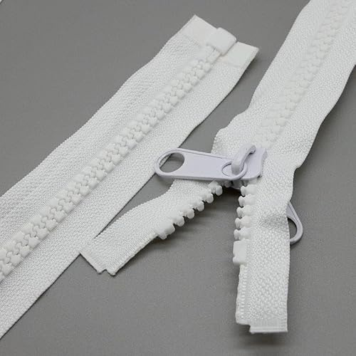 SHUNLI 2 Stück 60 cm #10 teilbare Reißverschlüsse, weiß, Kunststoff, Doppelreißverschluss für Zelt