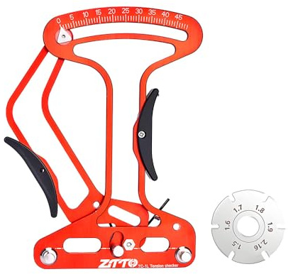 HillMiles MTB Bicycle Spoke Tension Meter Wrench Repair Tool Set, Aluminum Alloy Bike Indicator Meter Tensiometer Wheel Repair Tool (red)