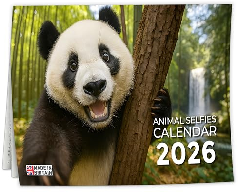 Lustiger Selfies-Kalender 2026 UK – A3 Wandkalender 2026, Monatsansicht (Jan 2026 – Dezember 2026) – umweltfreundlich – hergestellt in Großbritannien.