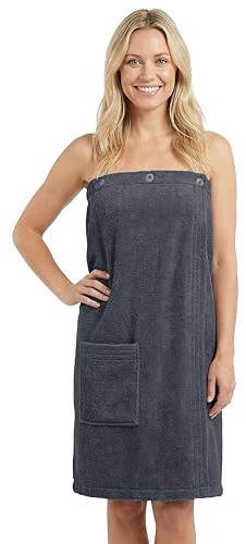 LAYNENBURG Premium Saunakilt Damen mit Knopfverschluss - 100% Baumwolle – Öko-Tex 100 - Frauen Saunatuch - Frottee Sauna-Handtuch, Kilt mit Gummizug für Wellness, Spa & Sauna(XL-XXL anthrazit)