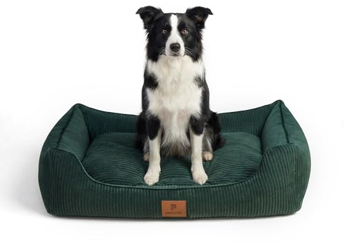 Peluvio Hirado Hundebett mit Hohem Rand Hundesofa rutschfest Waschbar | Abnehmbarer Bezug mit Reißverschluss Weiche Seiten für Geborgenheit Cord-Struktur Hundekissen Für Kleine Mittelgroße Große Hu