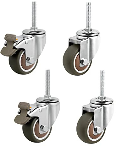 Heavy Du 4 Pcs 180kg-400kg Swivel Castor Wheels M12 60mm Silent Rubber with Brake Dustproof t for Fur & Scaffold Gate Replacement