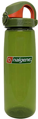 Nalgene OTF On The Fly Bottle - Green/Orange, 700ml / Reusable Flask Cold Water Storage Vessel Canteen Travel Drink Cup Tritan Camp Hike Walk Desk Office Gym Sport Hydration Leak Spill Proof BPA Free