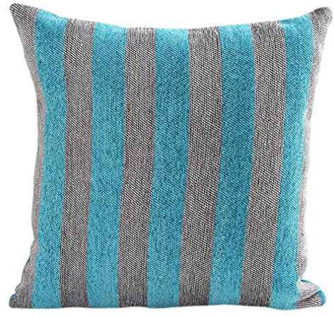 Nunubee Nordischen Stil Gestreifte Chenille Sofakissen Kissenbezüge Kissenhülle Dekokissen Kissenbezug, 45*45cm Grau und Blau