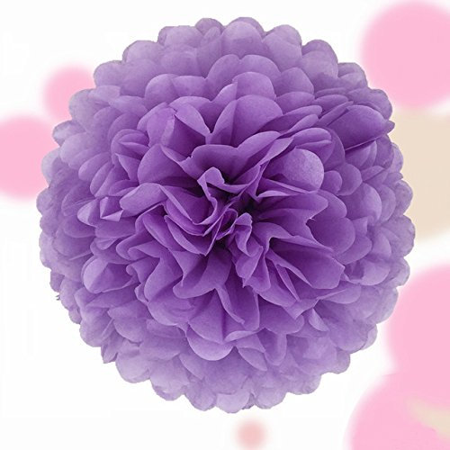 Kopper-24 Pompoms und Wabenbälle - Wunderschöne Dekoration - 20, 25, 30 cm - Hochwertige Qualität! (Pompom 25 cm - Lila/Purpur)