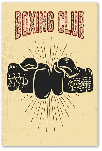 Postereck - 1160 - Vintage Plakat, Boxhandschuhe Club Sport Boxen - Spruch Schrift Wandposter Fotoposter Bilder Wandbild Wandbilder - Poster - 3:2-30,0 cm x 20,0 cm