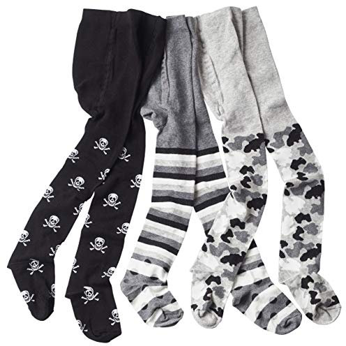 WELLYOU collant per bambini/ragazzi per bambini, collant per neonato/collant per bambini set di teschi e motivi mimetici di 3 gr 62-146 (74-80)