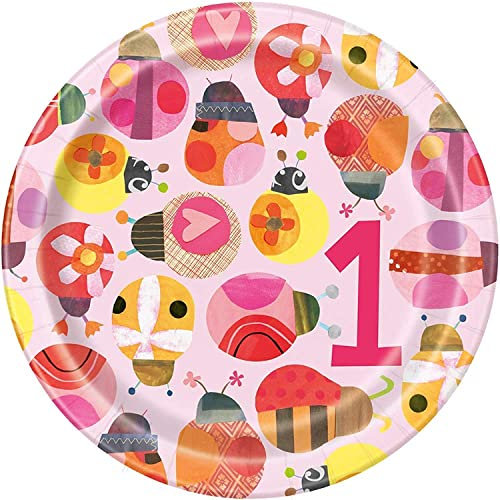 Unique Party 73324 - 18cm Ladybug 1st Birthday Paper Plates, Pack of 8