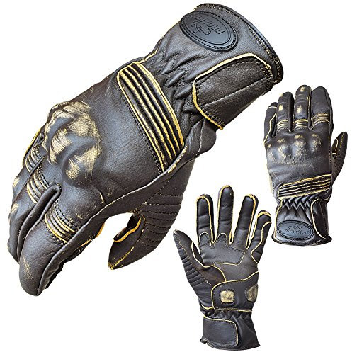PROANTI Motorradhandschuhe Tour Leder Motorrad Chopper Vintage Leder Handschuhe - Gr. XL